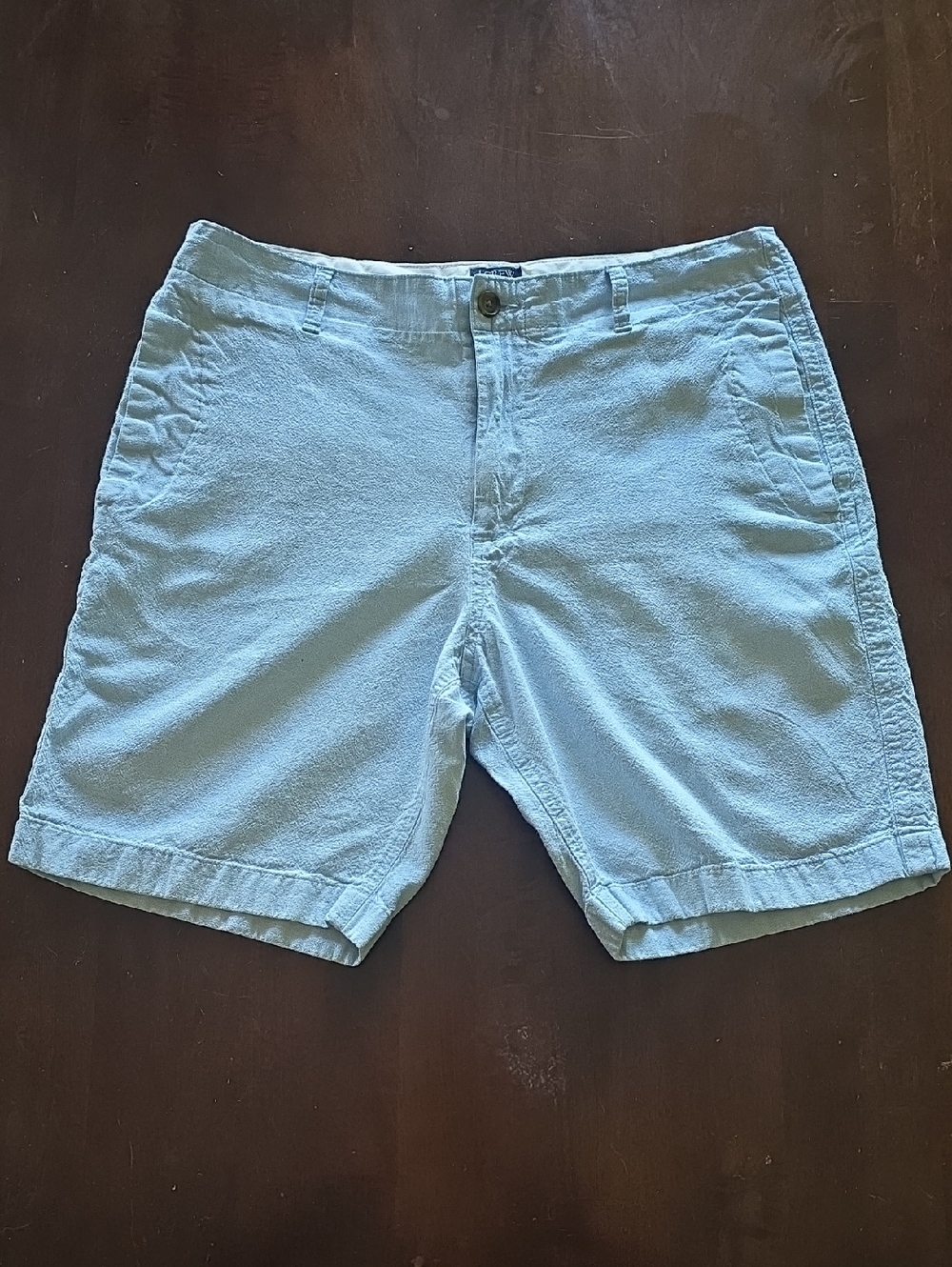 J. Crew Gramercy Light Blue Men's Cotton Linen Blend Flat Front Shorts